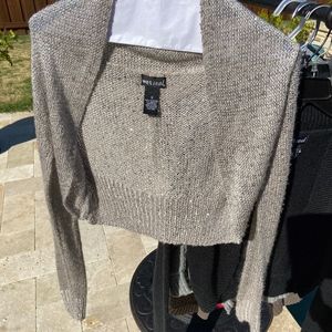 Wet seal sweater cardigan gray with sequins